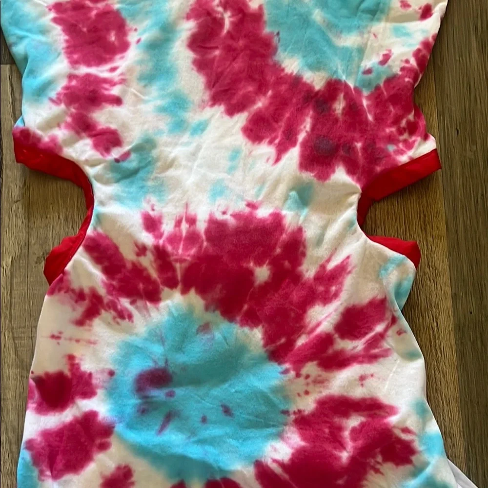 Upcycled / Reworked Handmade Tie Dyed T-Shirt Dress w/ Side Cutouts Size: XS